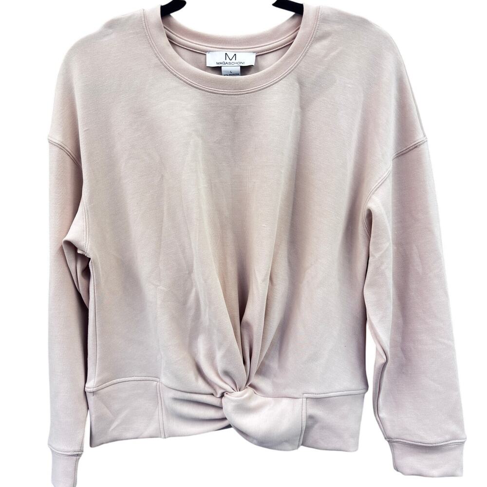 Magaschoni Women's Large Athleisure Light Pink Crewneck Sweatshirt